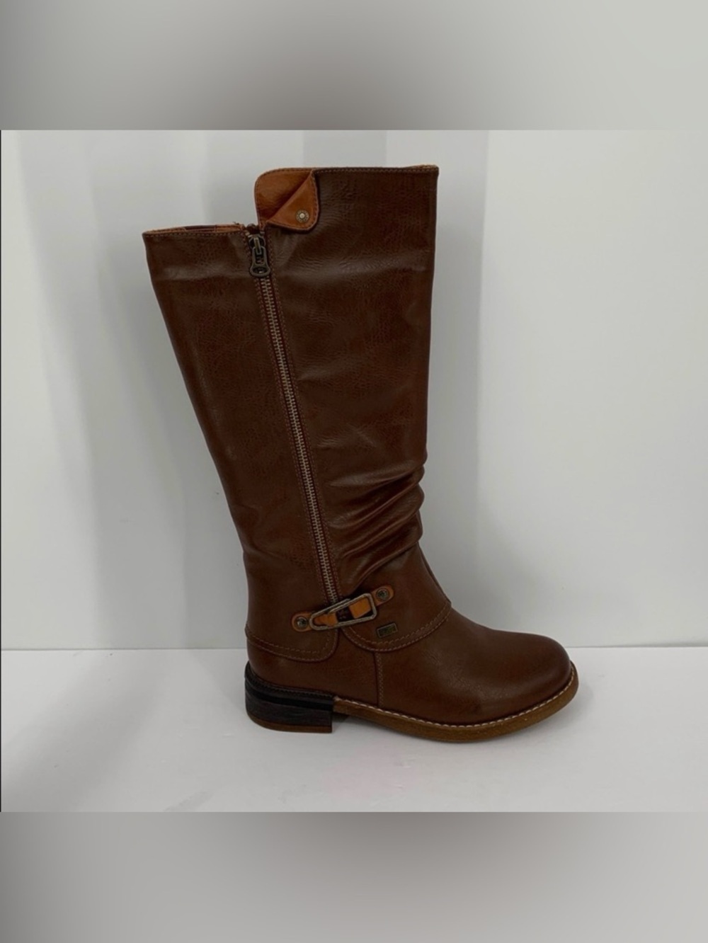 Rieker Fabrizia 52 mid calf tall boots brown shearling winter comfort women 38 7